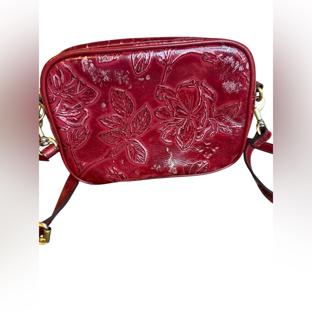 Patricia Nash Josie Bark Leaves Maroon Crossbody